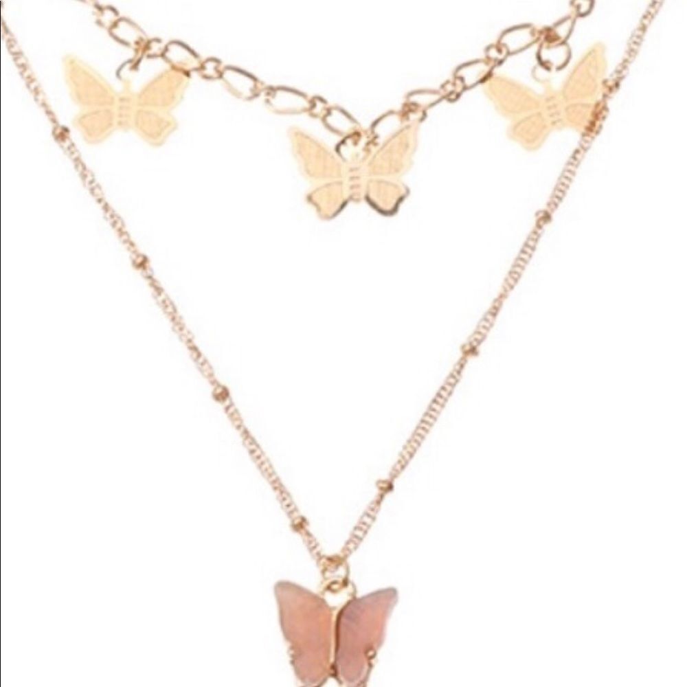 Double layered necklace Butterfly Chic Versatile